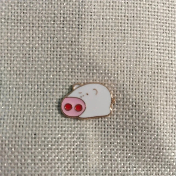 Collectible Piggy Pin with Gold Metal and Enamel Inlay - Picture 5 of 5